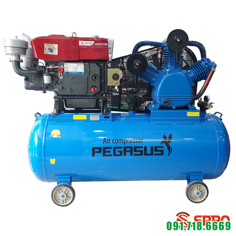 Máy nén khí đầu nổ PEGASUS 20HP bình 330 lít chạy bằng dầu Diesel