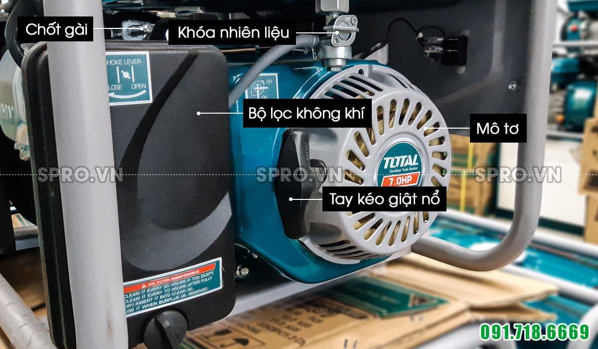 Cấu tạo máy phát điện chạy xăng Total TP130005