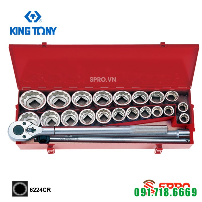 Bộ khẩu tuýp hoa thị 24 chi tiết Kingtony 6224CR 3/4