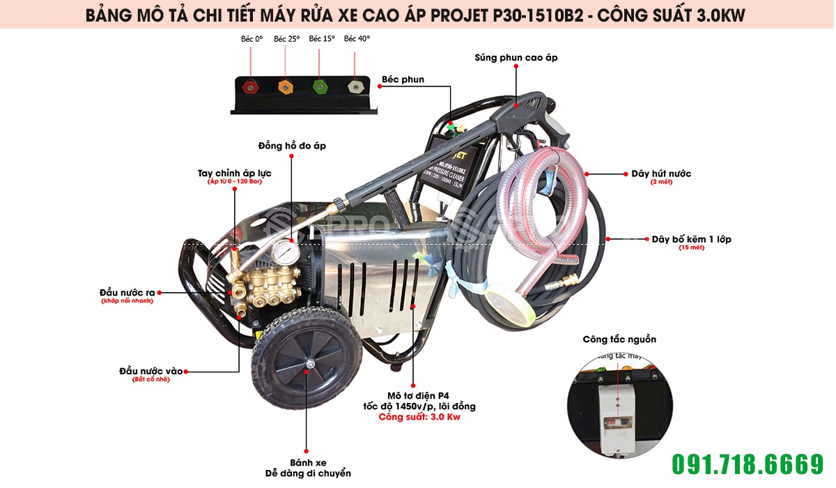 Máy rửa xe cao áp Projet P30-1510B2